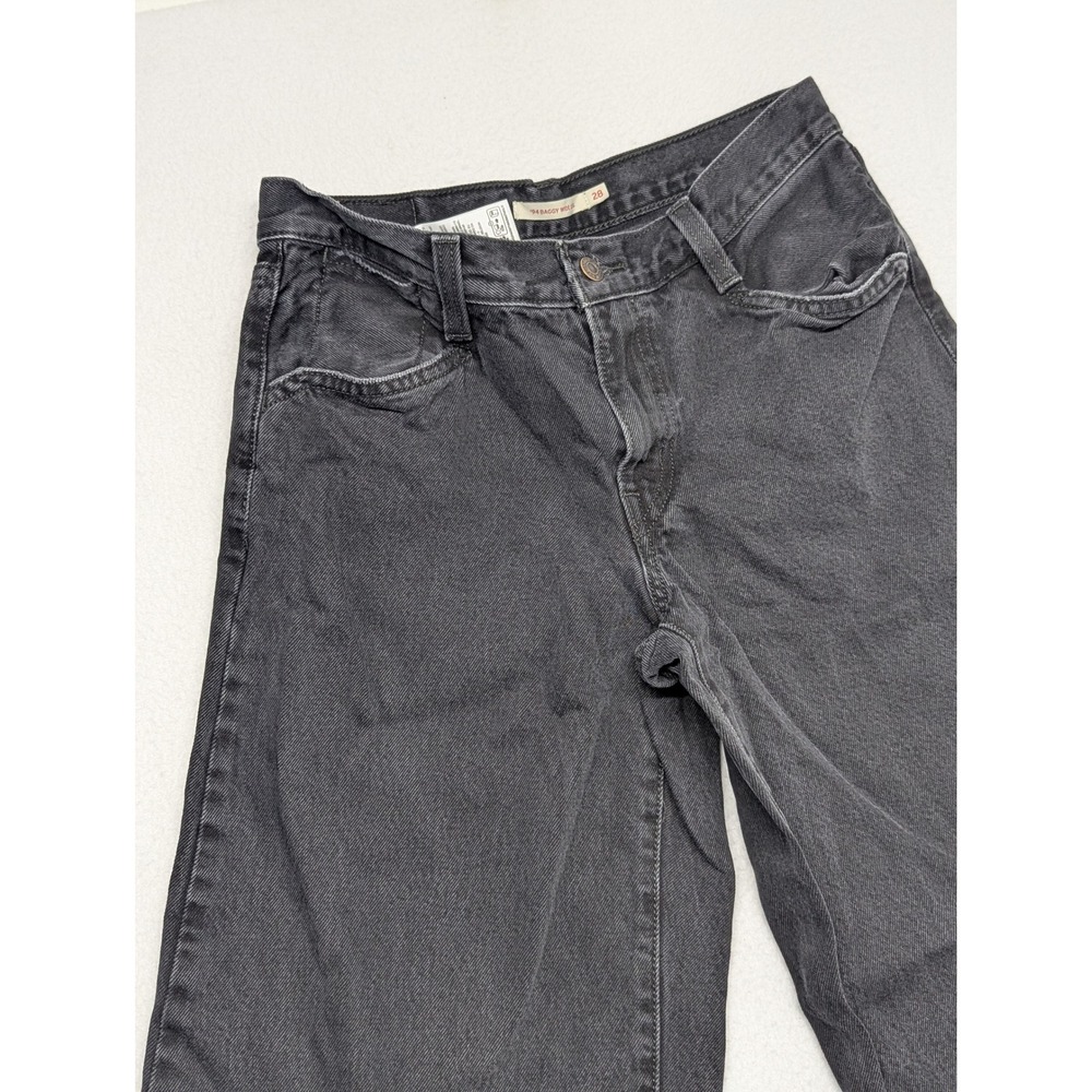 Levis 94 Baggy Wide Leg Jeans Washed Black Denim Size 28 High Rise Relaxed